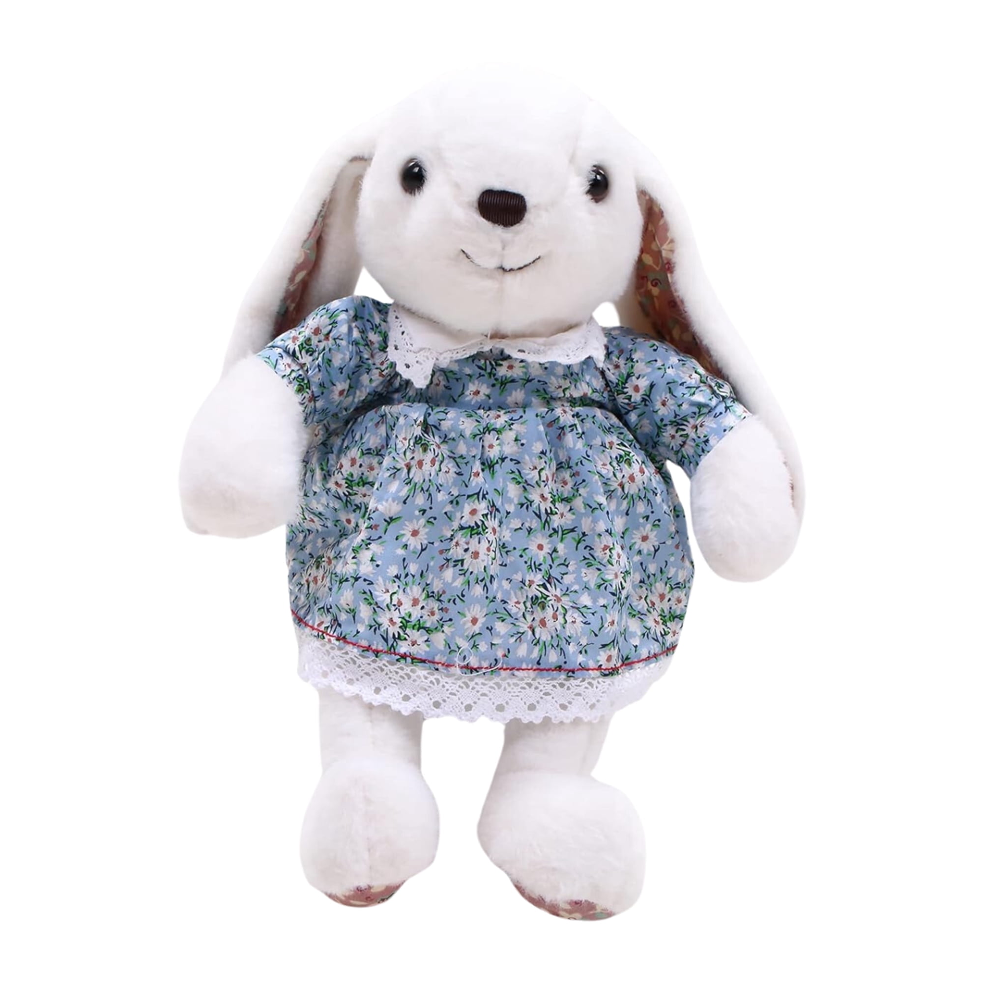 Made by Aliens Floral Easter Bunny Stuffed Animal – Plush Bunny Toy Cute Huggable Rabbit – Perfect Gift for kids & Adults on Easter – 16-inch (White)