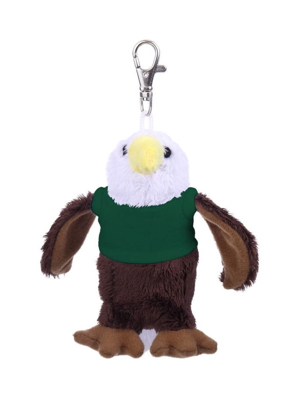 Made by Aliens Keychain Stuffed Bird Eagle, Clip for Kids Keys, Purse & Bags, Forest Green