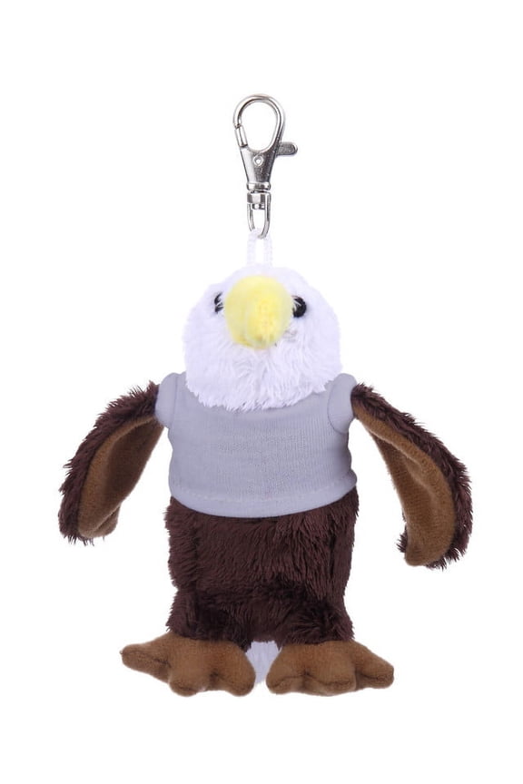 Made by Aliens Keychain Stuffed bird Eagle, Clip for Keys, Purse & Bags, Gray