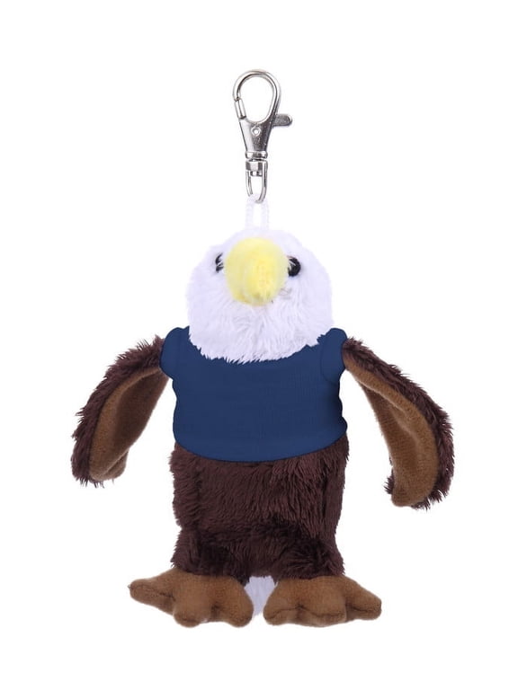 Made by Aliens Keychain Stuffed bird Eagle, Clip for Keys, Purse & Bags, Navy Blue