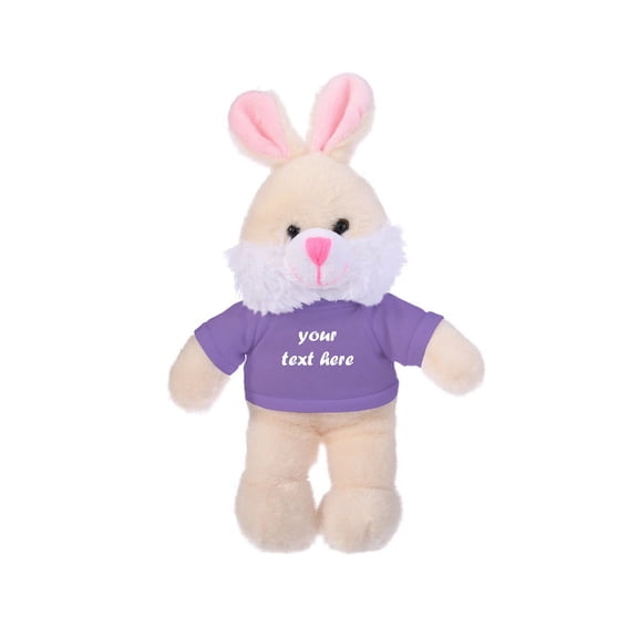 Made by Aliens Personalized Gift for Easter Soft Plush Floppy Bunny with Tee-Lavender 8 inch