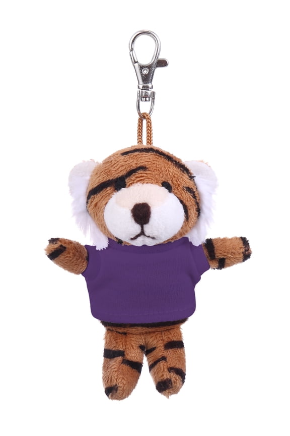 Made by Aliens Soft Plush Tiger Keychain, Clip for Kids Keys, Purse & Bags,