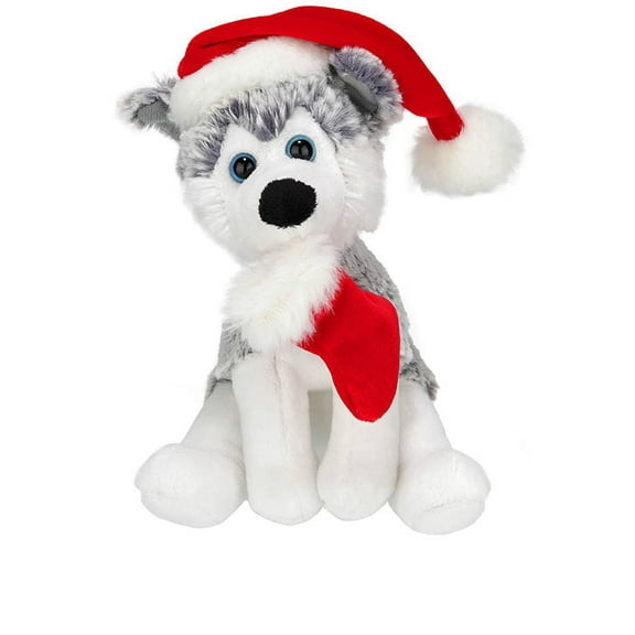 Made by Aliens mas Pawpal with Santa Hat Stuffed Animals Plush Puppet Dog 8 Inches for Kids - A Perfect Christmas Day Gift on This Holiday for Babies (Husky)