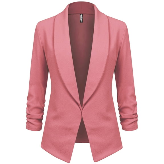 Made by Johnny Women's 3/4 Sleeve Blazer Open Front Cardigan Jacket Work Office Blazer L MAUVE