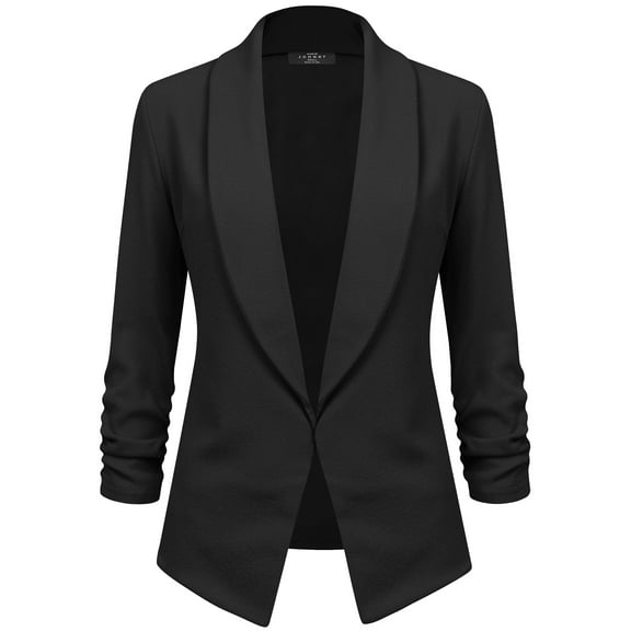 Made by Johnny Women's 3/4 Sleeve Blazer Open Front Cardigan Jacket Work Office Blazer S BLACK