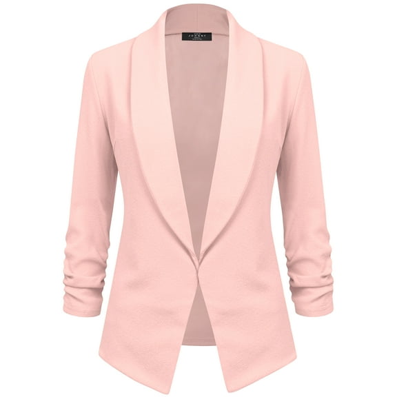 Made by Johnny Women's 3/4 Sleeve Blazer Open Front Cardigan Jacket Work Office Blazer XL PINK
