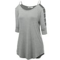 thumbnail image 1 of Made by Johnny Women's 3/4 Sleeve Hollowed Out Shoulder Top XXXL HEATHER_GREY, 1 of 6