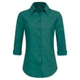 thumbnail image 1 of Made by Johnny Women's 3/4 Sleeve Tailored Button Down Shirts M HUNTER_GREEN, 1 of 6