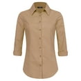 thumbnail image 1 of Made by Johnny Women's 3/4 Sleeve Tailored Button Down Shirts M NEW_KHAKI, 1 of 6