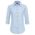 thumbnail image 1 of Made by Johnny Women's 3/4 Sleeve Tailored Button Down Shirts S DUSTY_BLUE, 1 of 6