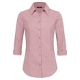 thumbnail image 1 of Made by Johnny Women's 3/4 Sleeve Tailored Button Down Shirts S LIGHT_MAUVE, 1 of 6
