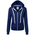 thumbnail image 1 of Made by Johnny Women's Active Fleece Zip Up Hoodie Sweater Jacket L NAVY, 1 of 6