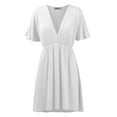 thumbnail image 1 of Made by Johnny Women's Airy Short Sleeve Kimono Style Deep V Neck Dress Top S-3XL Plus Size M WHITE, 1 of 6