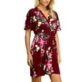 thumbnail image 1 of Made by Johnny Women's Airy Short Sleeve Kimono Style Deep V Neck Dress Top S-3XL Plus Size M WINE_FLORAL, 1 of 6