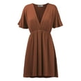 thumbnail image 1 of Made by Johnny Women's Airy Short Sleeve Kimono Style Deep V Neck Dress Top S-3XL Plus Size S RUST, 1 of 6