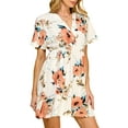 thumbnail image 1 of Made by Johnny Women's Airy Short Sleeve Kimono Style Deep V Neck Dress Top S-3XL Plus Size S WHITE_FLORAL, 1 of 6