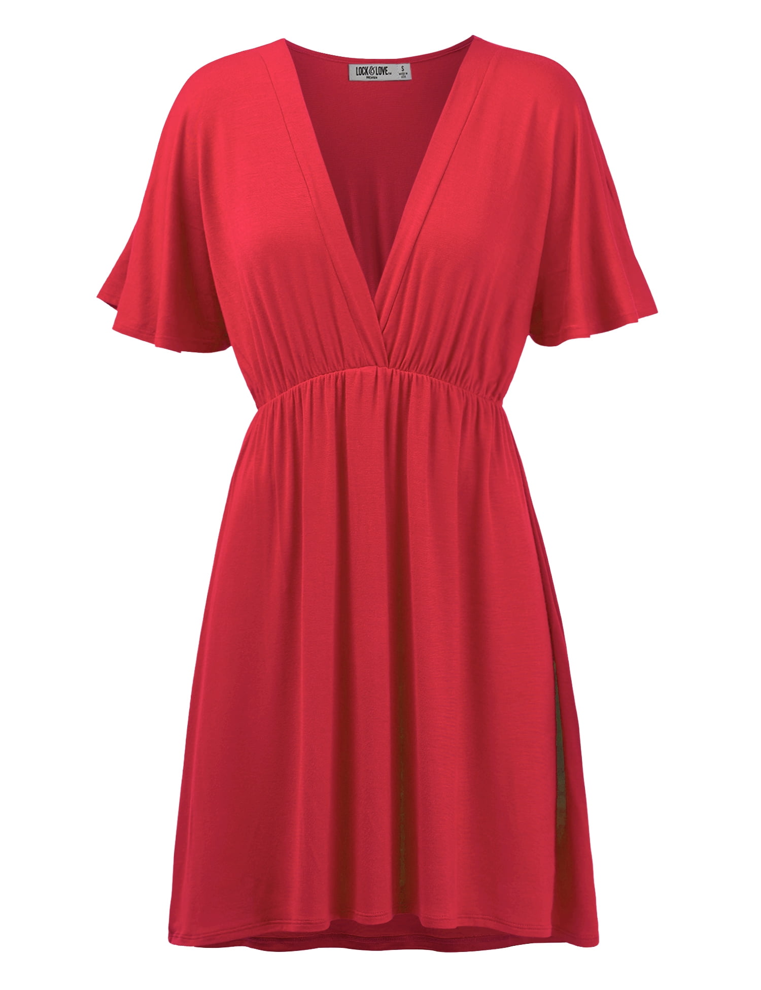 Made by Johnny Women's Airy Short Sleeve Kimono Style Deep V Neck Dress