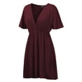 thumbnail image 1 of Made by Johnny Women's Airy Short Sleeve Kimono Style Deep V Neck Dress Top S-3XL Plus Size XL WINE, 1 of 3