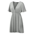 thumbnail image 1 of Made by Johnny Women's Airy Short Sleeve Kimono Style Deep V Neck Dress Top S-3XL Plus Size XXL HEATHER_GREY, 1 of 3