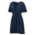 thumbnail image 1 of Made by Johnny Women's Airy Short Sleeve Kimono Style Deep V Neck Dress Top S-3XL Plus Size XXXL NAVY, 1 of 3