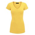 thumbnail image 1 of Made by Johnny Women's Basic Fitted Short Sleeve V-Neck T Shirt L LEMON, 1 of 6