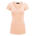 thumbnail image 1 of Made by Johnny Women's Basic Fitted Short Sleeve V-Neck T Shirt M PEACH, 1 of 6