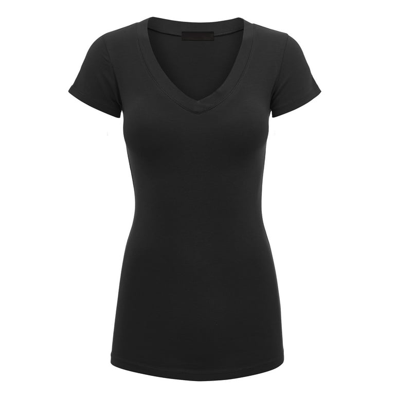 short sleeve black v neck women's t shirts