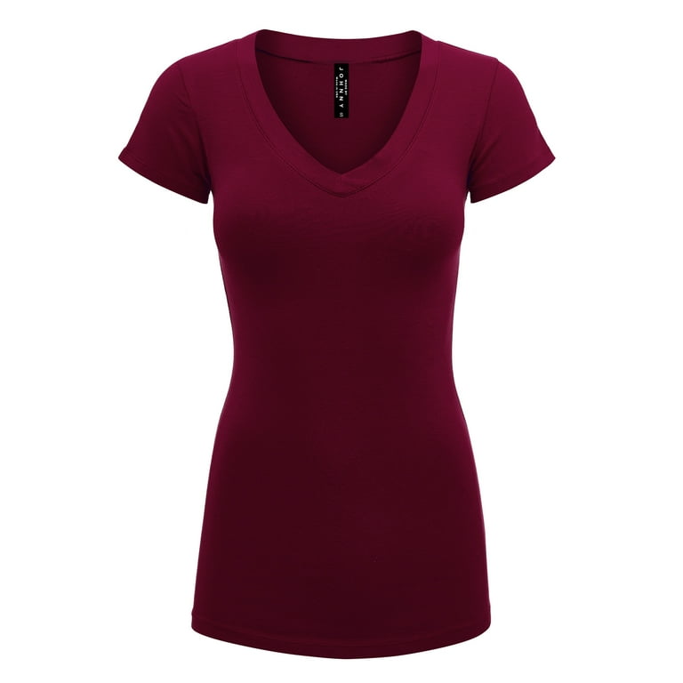 womens maroon v neck t shirt