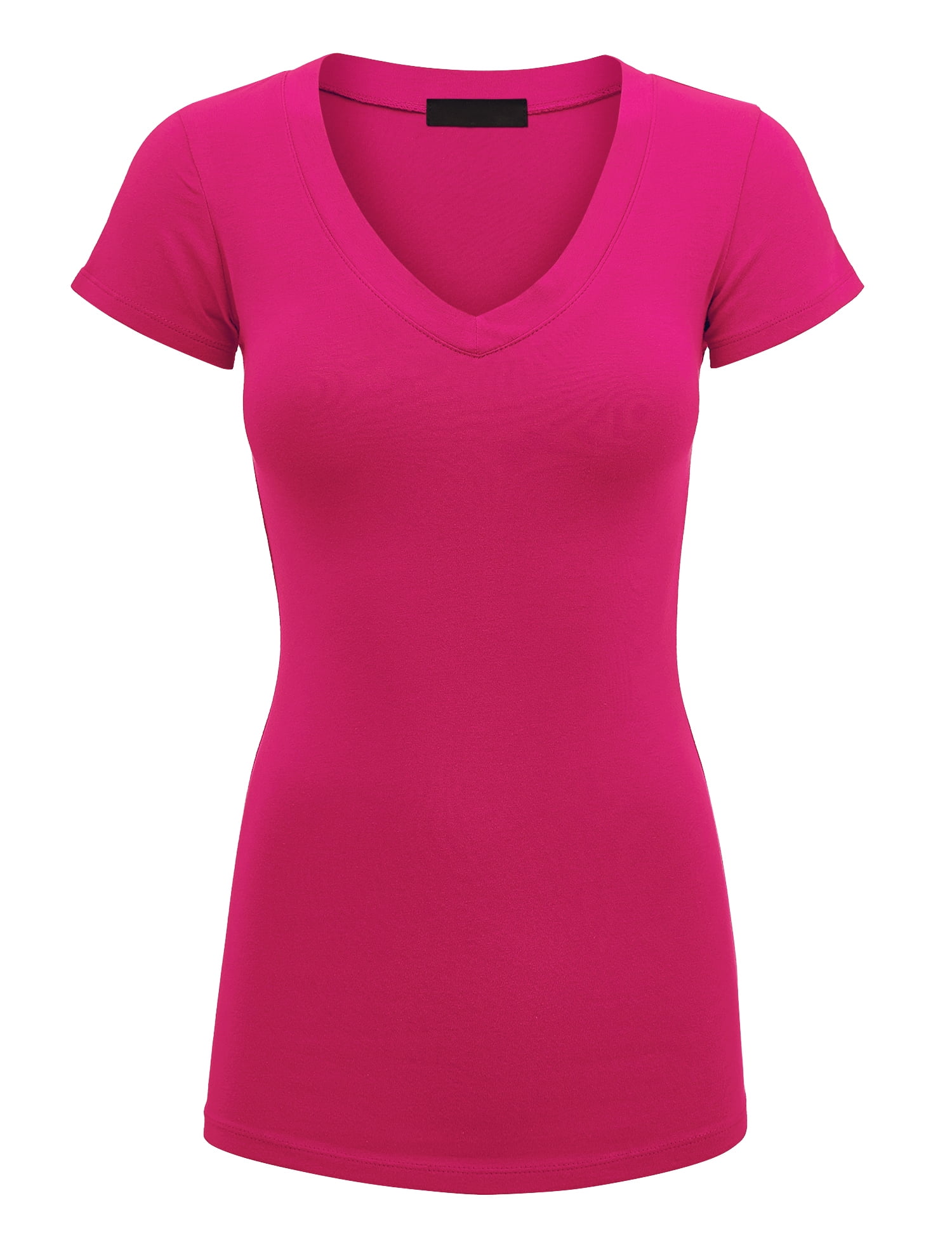 BADBLOOD ■ FON V-Neck Jersey Short Sleeve Made by Johnny Women's Basic Fitted Short Sleeve V-Neck T