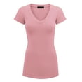 thumbnail image 1 of Made by Johnny Women's Basic Fitted Short Sleeve V-Neck T Shirt S ROSE, 1 of 6