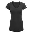thumbnail image 1 of Made by Johnny Women's Basic Fitted Short Sleeve V-Neck T Shirt XL CHARCOAL, 1 of 6