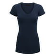 thumbnail image 1 of Made by Johnny Women's Basic Fitted Short Sleeve V-Neck T Shirt XL NAVY, 1 of 6