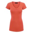 thumbnail image 1 of Made by Johnny Women's Basic Fitted Short Sleeve V-Neck T Shirt XXXL ORANGE, 1 of 6