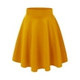 thumbnail image 1 of Made by Johnny Women's Basic Versatile Stretchy Flared Casual Midi Skater Skirt XS MUSTARD, 1 of 6
