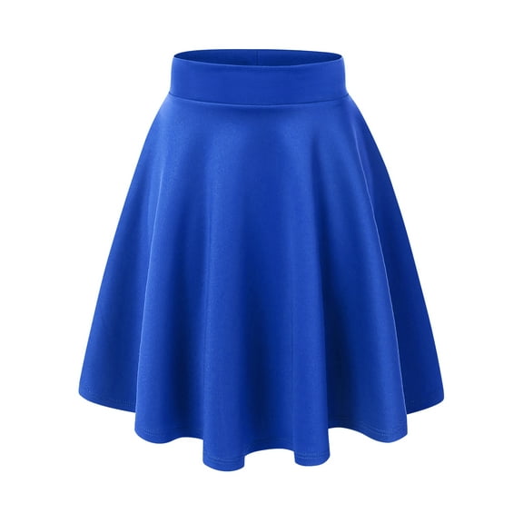 Made by Johnny Women's Basic Versatile Stretchy Flared Casual Midi Skater Skirt XXL ROYAL_BRITE