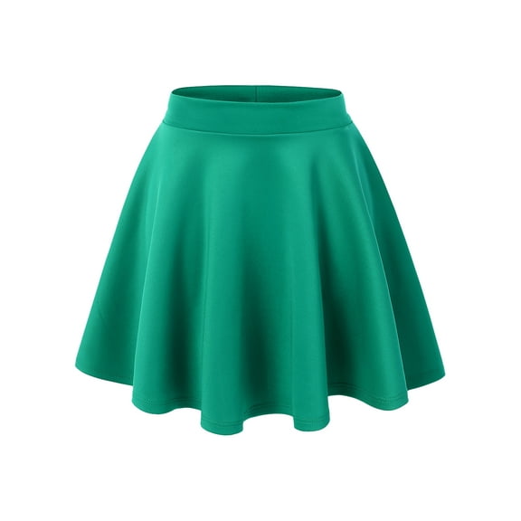 Made by Johnny Women's Basic Versatile Stretchy Flared Skater Skirt L JADE