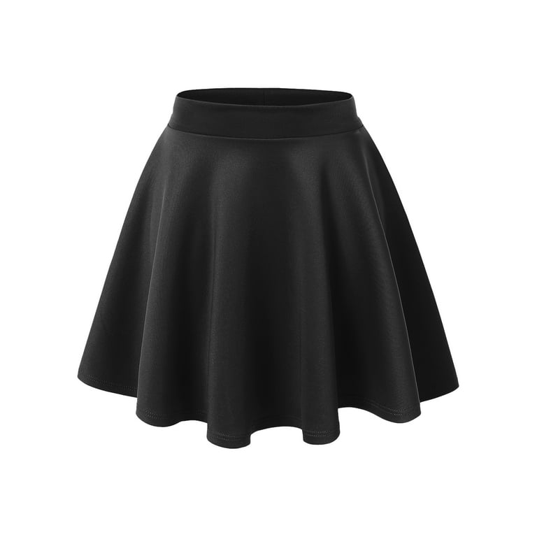 Made by Johnny Women's Basic Versatile Stretchy Flared Skater Skirt M BLACK