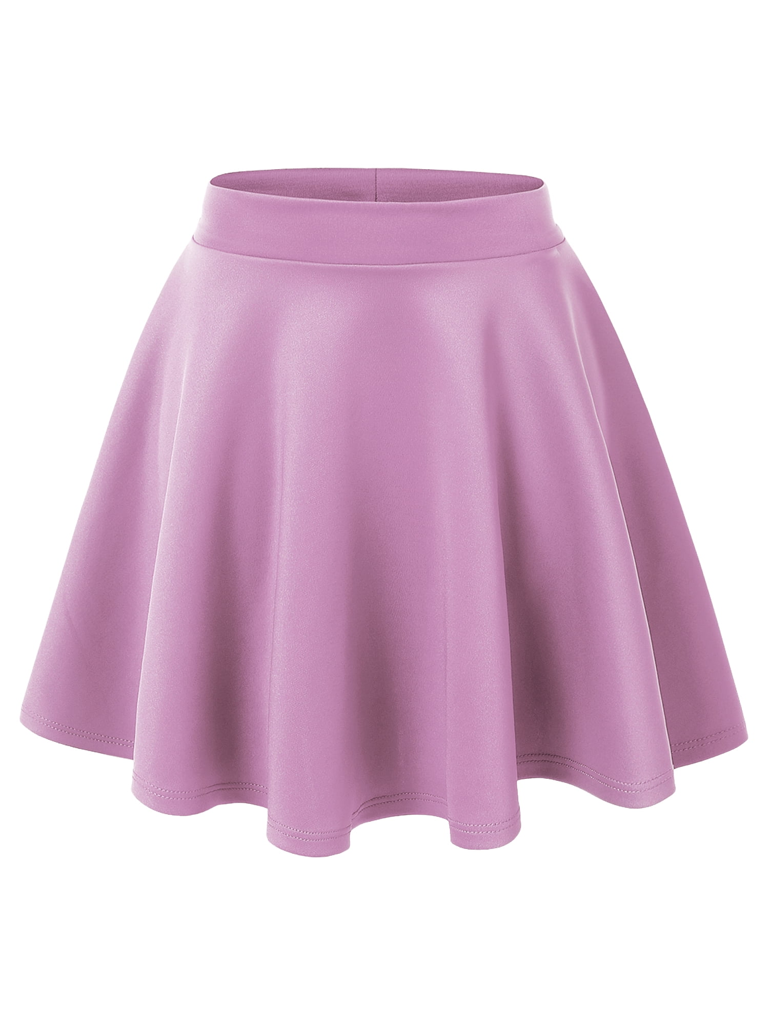 Made by Johnny Women's Basic Versatile Stretchy Flared Skater Skirt M LILAC