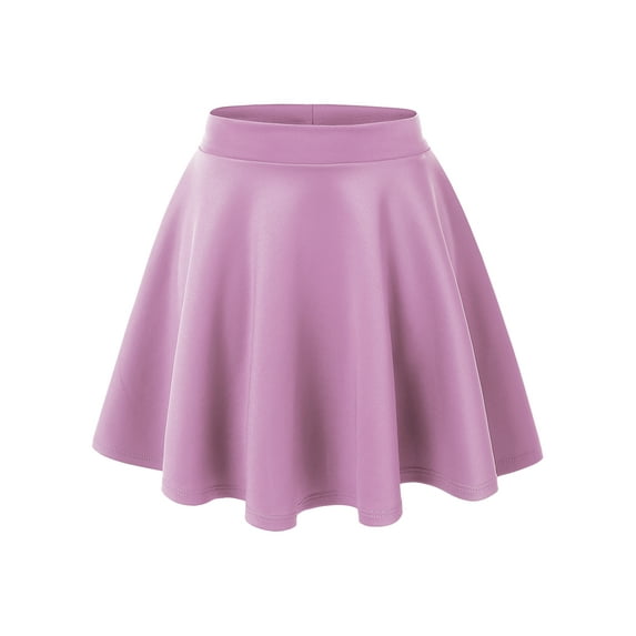 Made by Johnny Women's Basic Versatile Stretchy Flared Skater Skirt M LILAC