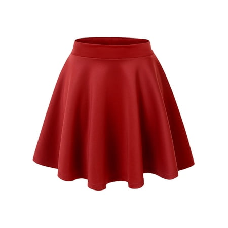 Made by Johnny Women's Basic Versatile Stretchy Flared Skater Skirt S RED