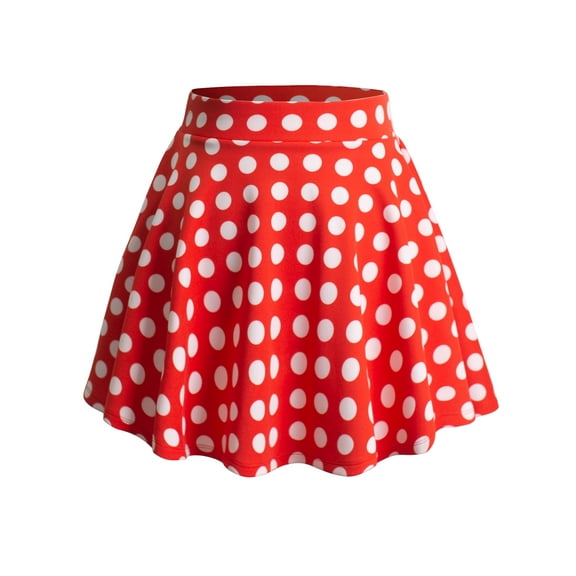 Made by Johnny Women's Basic Versatile Stretchy Flared Skater Skirt XL RED_POLKA