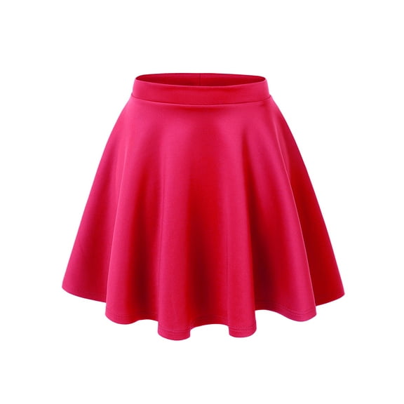 Made by Johnny Women's Basic Versatile Stretchy Flared Skater Skirt XXL NEON_FUCHSIA