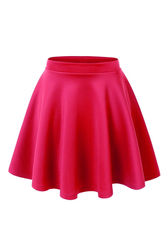 Women's Basic Versatile Stretchy Flared Skater Skirt XXL NEON_FUCHSIA