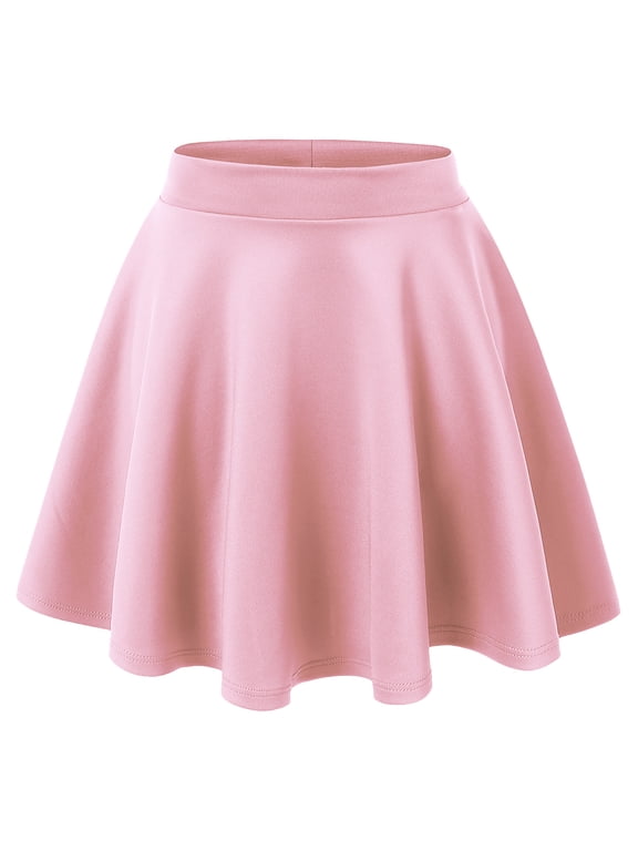 Women's Basic Versatile Stretchy Flared Skater Skirt XXL PINK