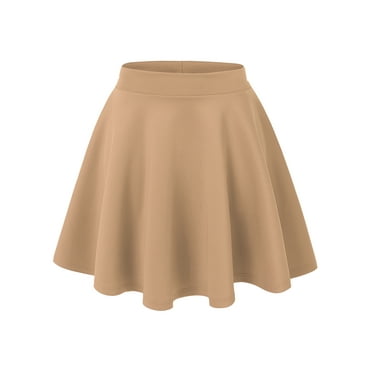 Made by Johnny Women's Basic Versatile Stretchy Flared Skater Skirt XXXL KHAKI