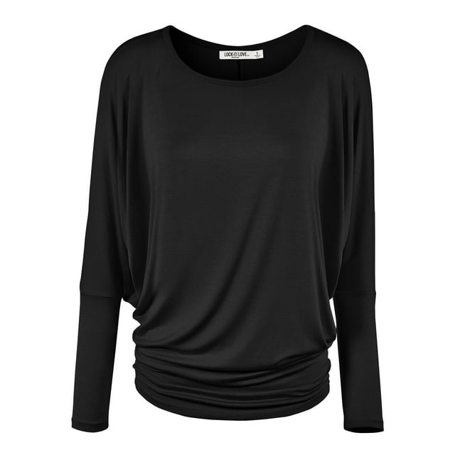Made by Johnny Women's Batwing Long Sleeve Top L BLACK