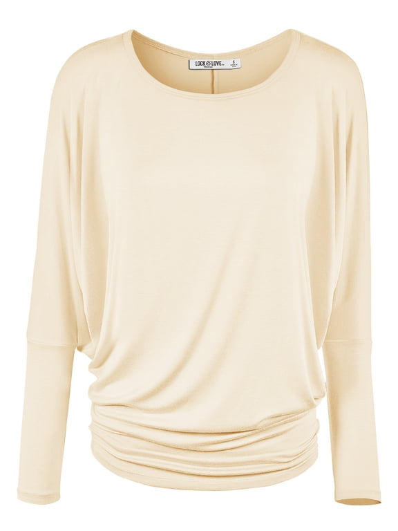 Women's Batwing Long Sleeve Top L CREAM