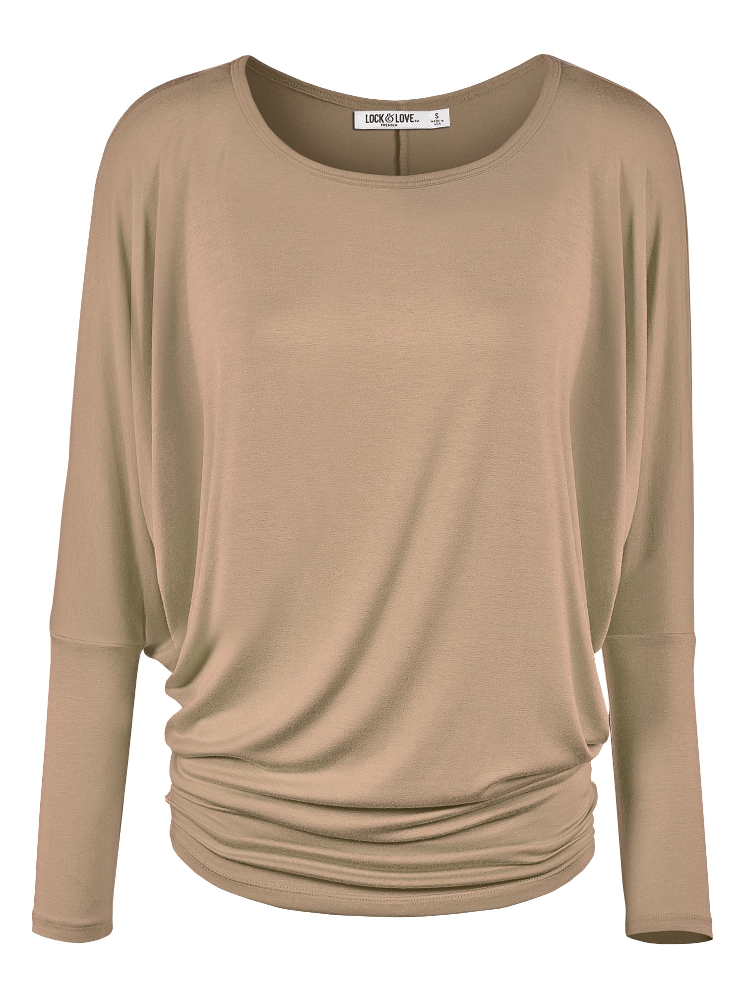 Lock And Love Women's Batwing Long Sleeve Top - Lightweight Rayon Dolman Top (Size XXXL, Brown) - View #8