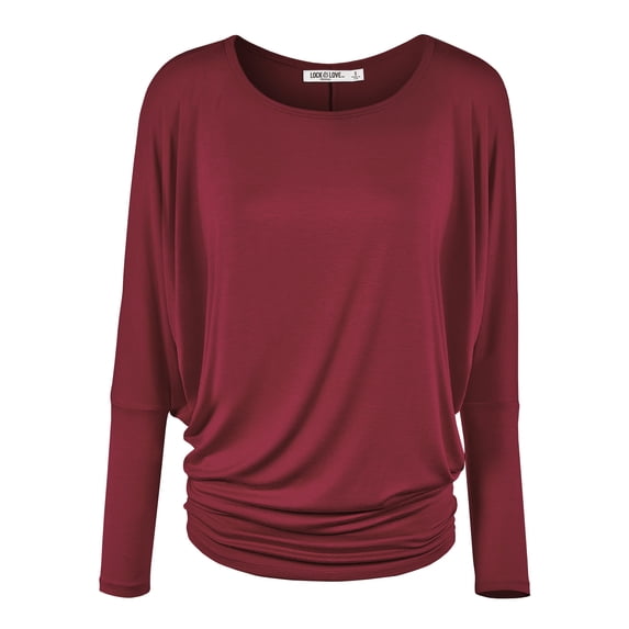 Made by Johnny Women's Batwing Long Sleeve Top XL WINE