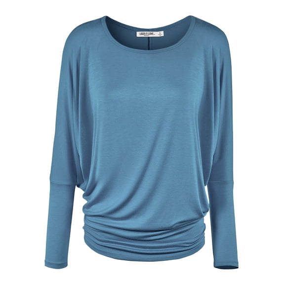 Made by Johnny Women's Batwing Long Sleeve Top XXXL DENIM